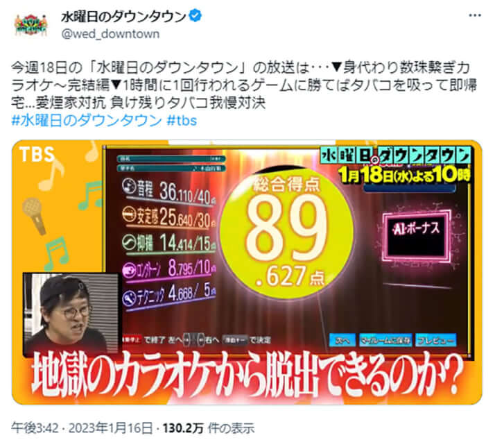 TBS「水曜日のダウンタウン」公式Twitterより