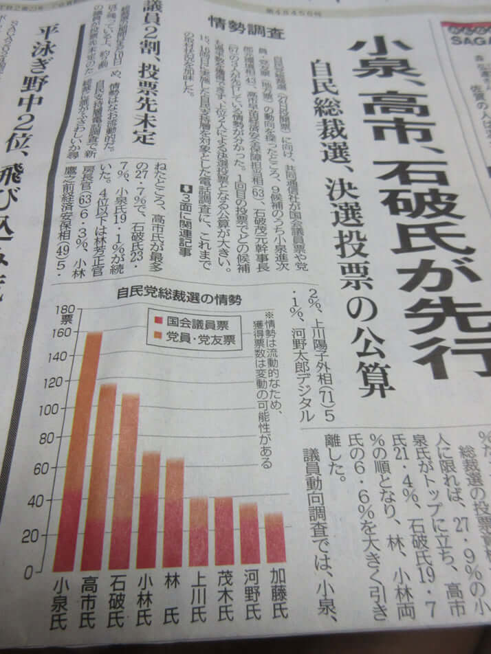 佐賀新聞の一面より