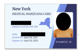 NY州が発行する医療用大麻カードの見本（MEDICAL MARIJUANA CARD）