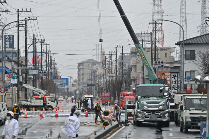 埼玉県八潮市の道路陥没現場