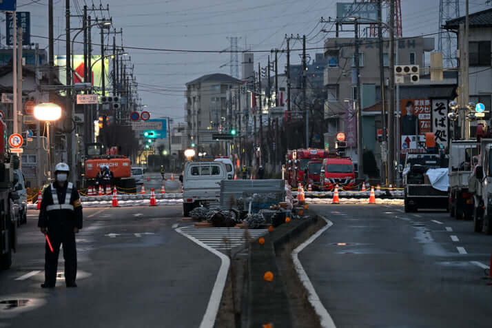 埼玉県八潮市の道路陥没現場