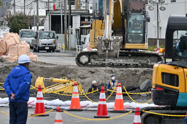 八潮市の陥没事故現場